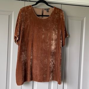 Brown velvet short sleeve shirt
